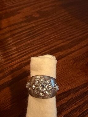 Brighton Silver-Tone Floral Cluster Ring with Clear Stones